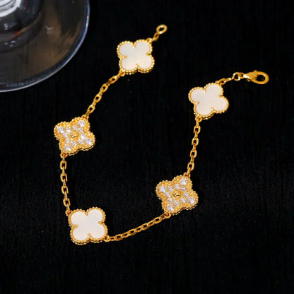 [Marins]CLOVER WHITE PEARL MOP 5 MOTIF BRACELET COLLECTION