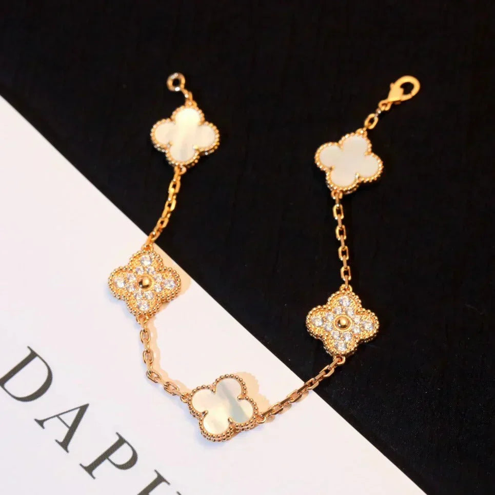 [Marins]CLOVER WHITE PEARL MOP 5 MOTIF BRACELET COLLECTION