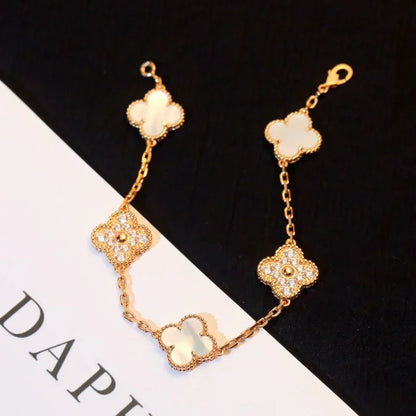 [Marins]CLOVER WHITE PEARL MOP 5 MOTIF BRACELET COLLECTION