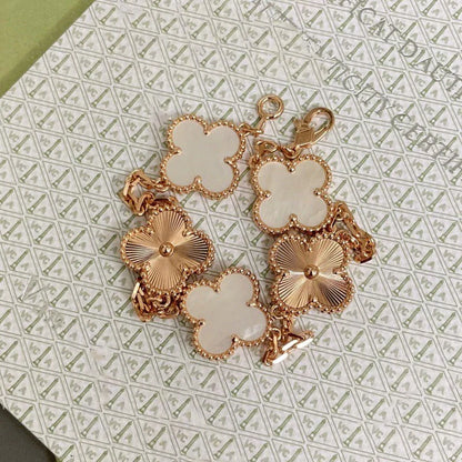 [Marin-Jewelry]CLOVER WHITE PEARL MOP 5 MOTIF BRACELET COLLECTION