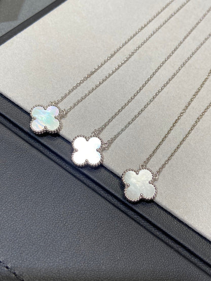 [Marins]CLOVER MEDIUM SILVER WHITE MOP NECKLACE