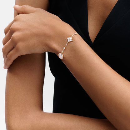 [Marins]STAR AND SUN 4 MOTIF WHITE MOP PINK GOLD BRACELET