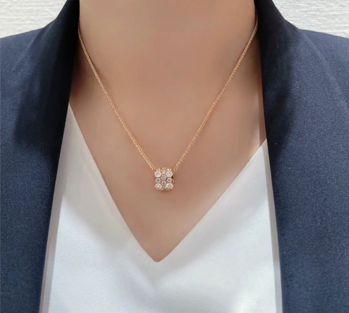 [Marins]BEE LOVE DIAMOND PAVED 3 ROW NECKLACE