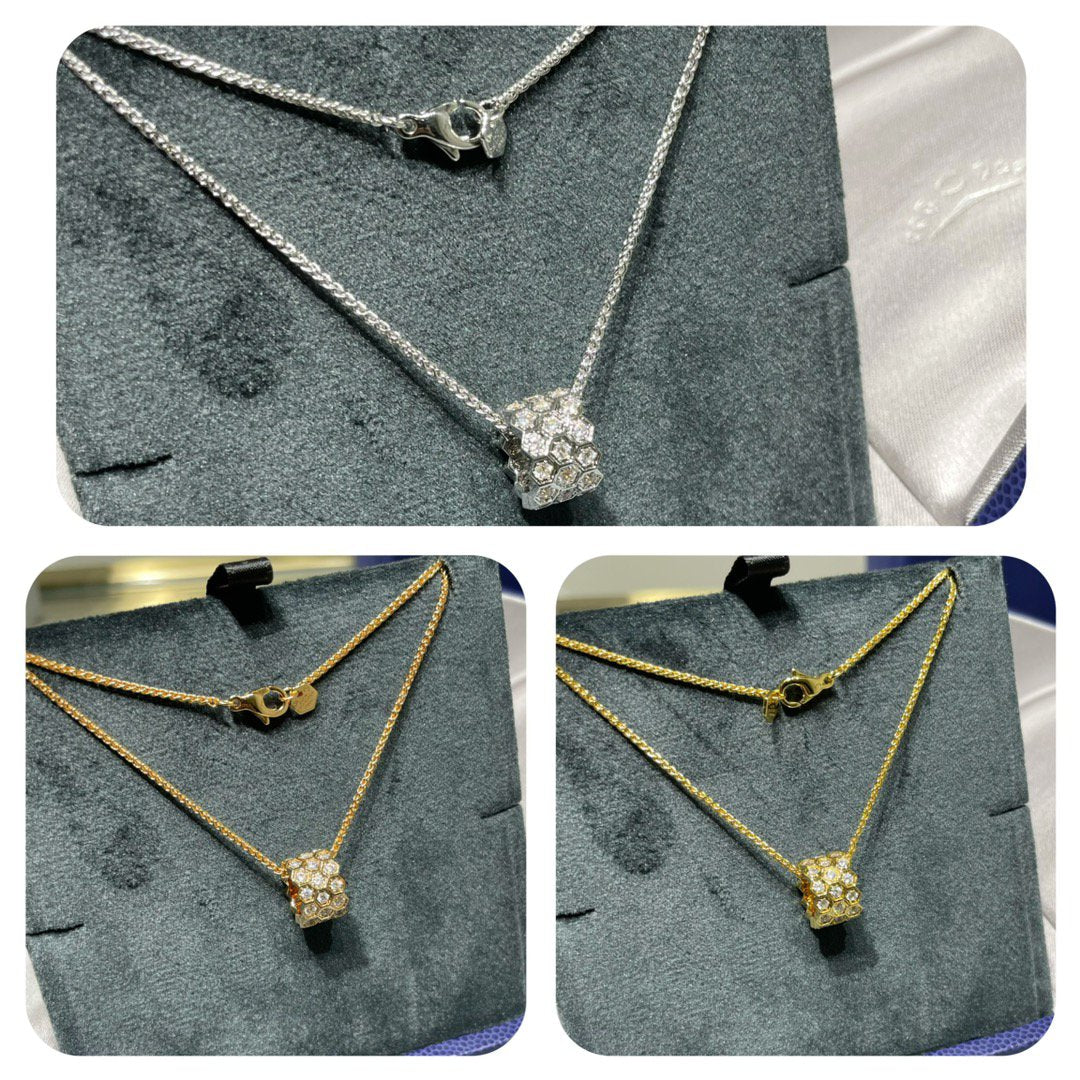 [Marins]BEE LOVE DIAMOND PAVED 3 ROW NECKLACE