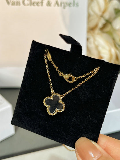 [Marins]CLOVER ROCK CRYSTAL Marins GOLD NECKLACE
