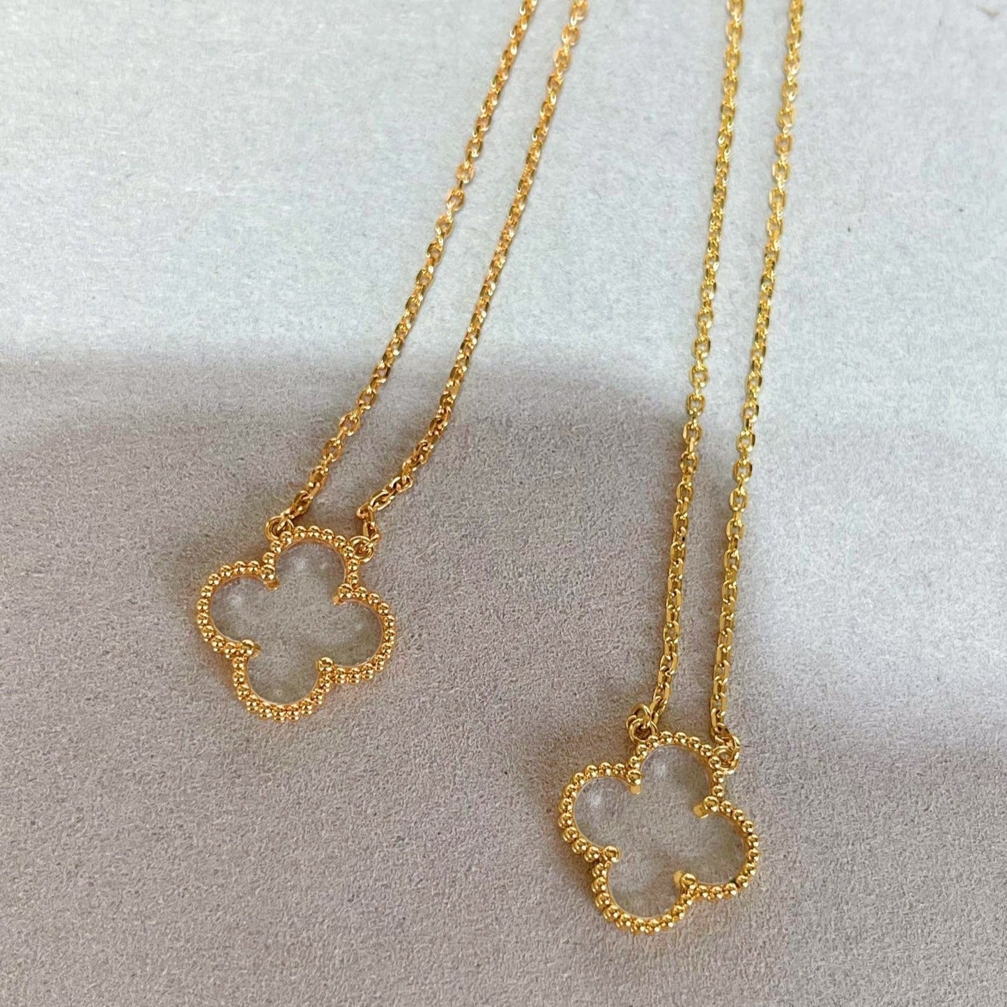 [Marins]CLOVER ROCK CRYSTAL Marins GOLD NECKLACE