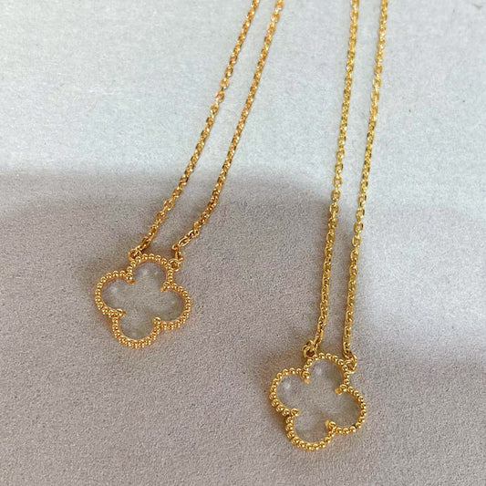 [Marins]CLOVER ROCK CRYSTAL Marins GOLD NECKLACE