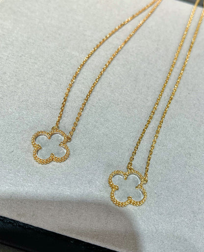 [Marins]CLOVER ROCK CRYSTAL Marins GOLD NECKLACE