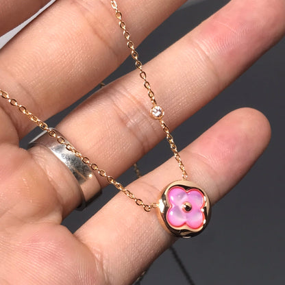 [Marins]COLOR BLOSSOM PINK MOP SUN GOLD NECKLACE