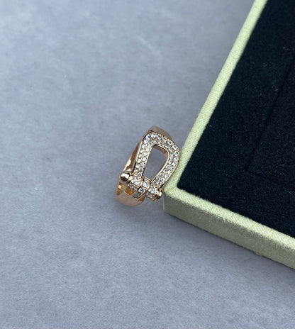 [Marins]Wide Hoof-Shaped Diamond-Studded Ring