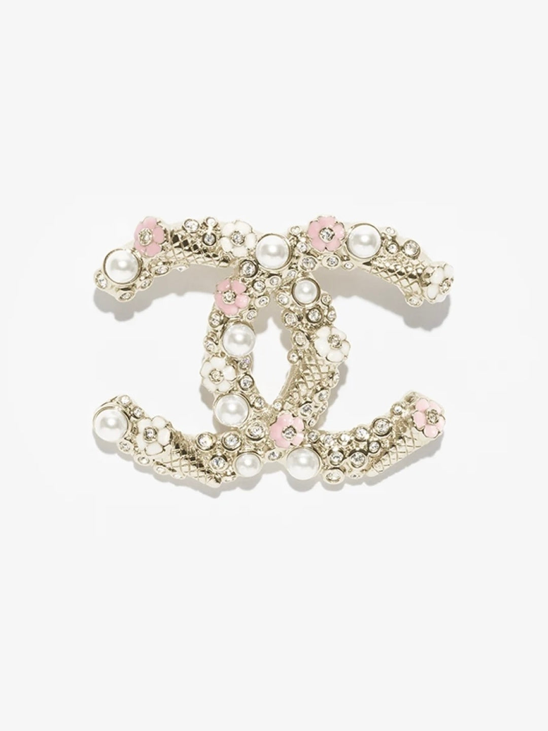 [Marins]26C Pink-White Enamel Ice Cream Cone Double C Brooch