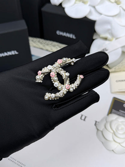 [Marins]26C Pink-White Enamel Ice Cream Cone Double C Brooch