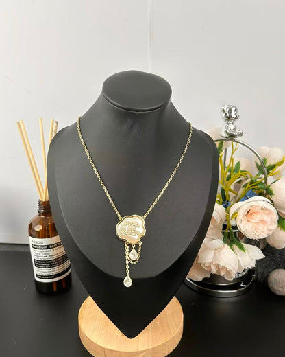 [Marins]Cloud Pearl Mother-of-Pearl Diamond Chain Pendant Necklace