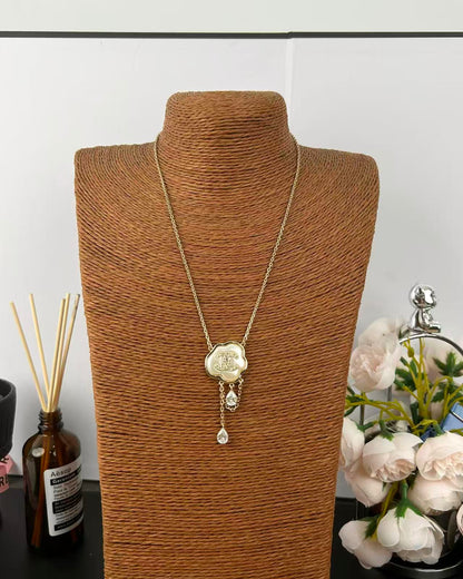 [Marins]Cloud Pearl Mother-of-Pearl Diamond Chain Pendant Necklace