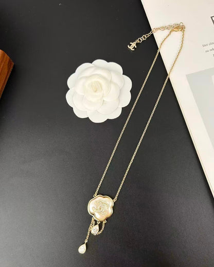 [Marins]Cloud Pearl Mother-of-Pearl Diamond Chain Pendant Necklace
