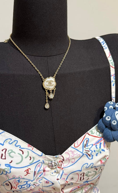 [Marins]Cloud Pearl Mother-of-Pearl Diamond Chain Pendant Necklace