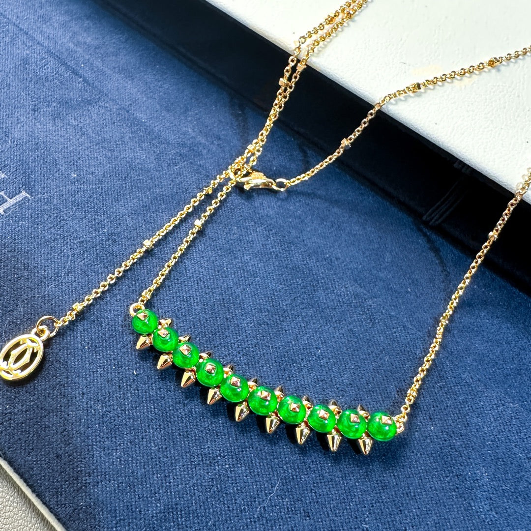 [Marins]New Arrival: Green Bead Rivet Necklace