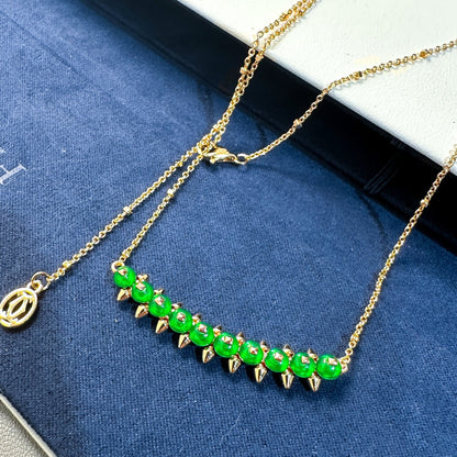 [Marins]New Arrival: Green Bead Rivet Necklace