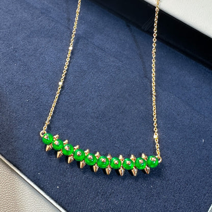 [Marins]New Arrival: Green Bead Rivet Necklace