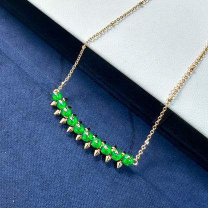 [Marins]New Arrival: Green Bead Rivet Necklace