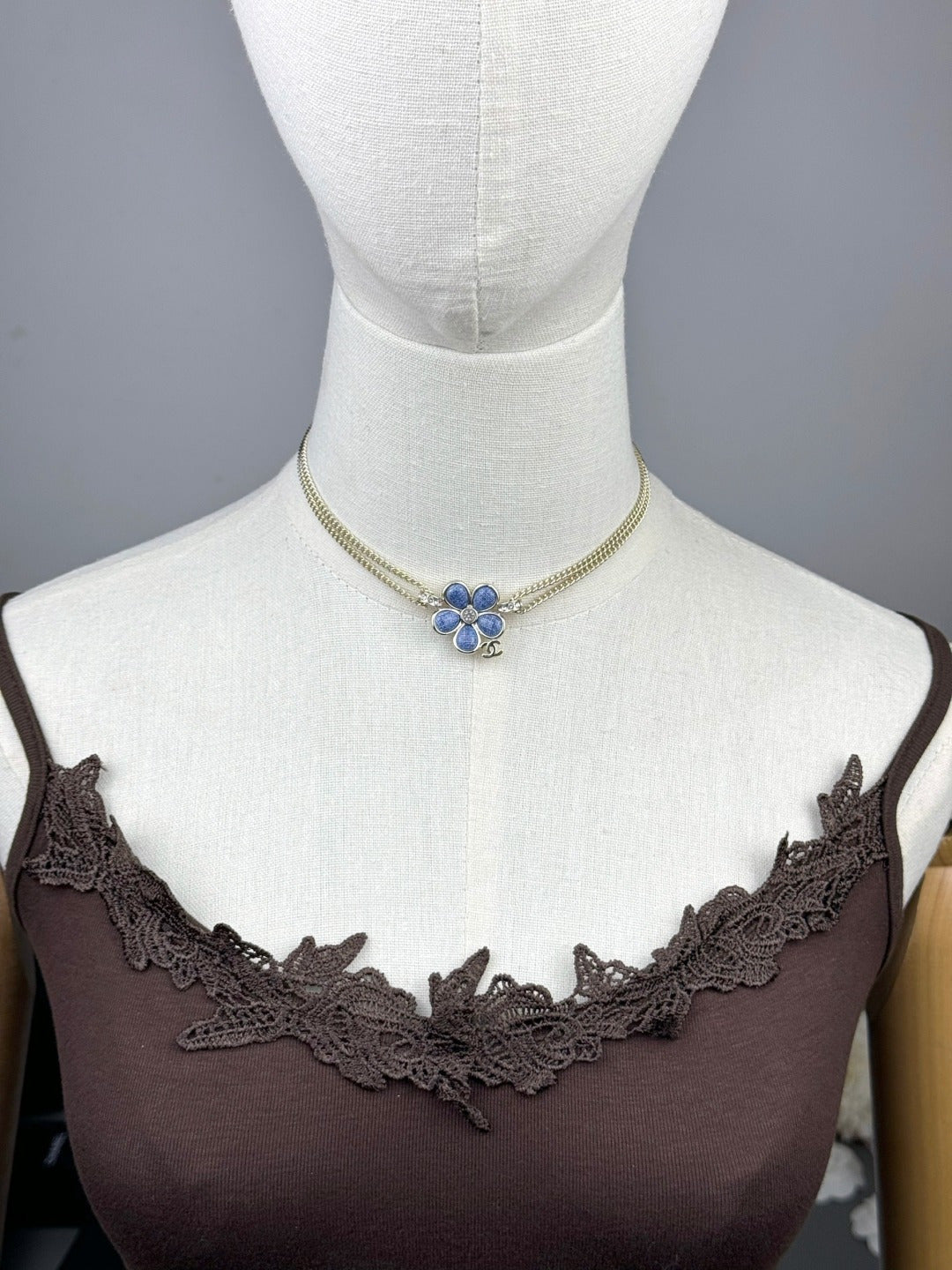 [Marins]New Blue Floral Double-Layer Necklace