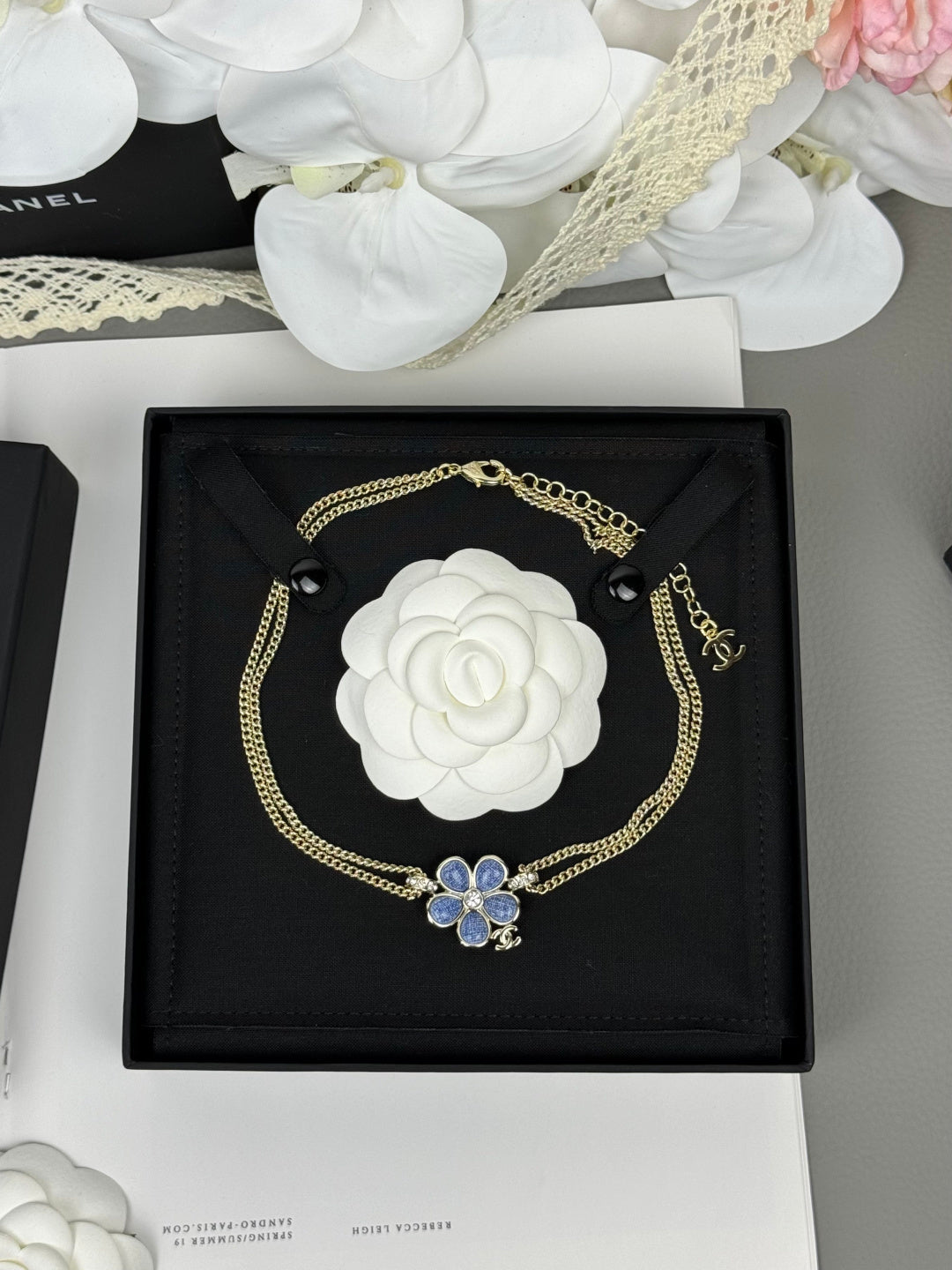 [Marins]New Blue Floral Double-Layer Necklace