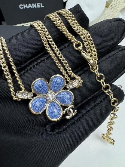 [Marins]New Blue Floral Double-Layer Necklace