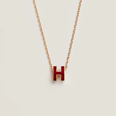 [Marins]HM CLIC RED ENAMEL GOLD NECKLACE