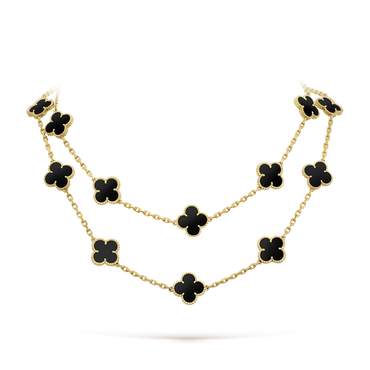[Marins]CLOVER 20 MOTIFS ONYX NECKLACE