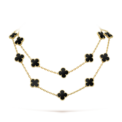 [Marins]CLOVER 20 MOTIFS ONYX NECKLACE