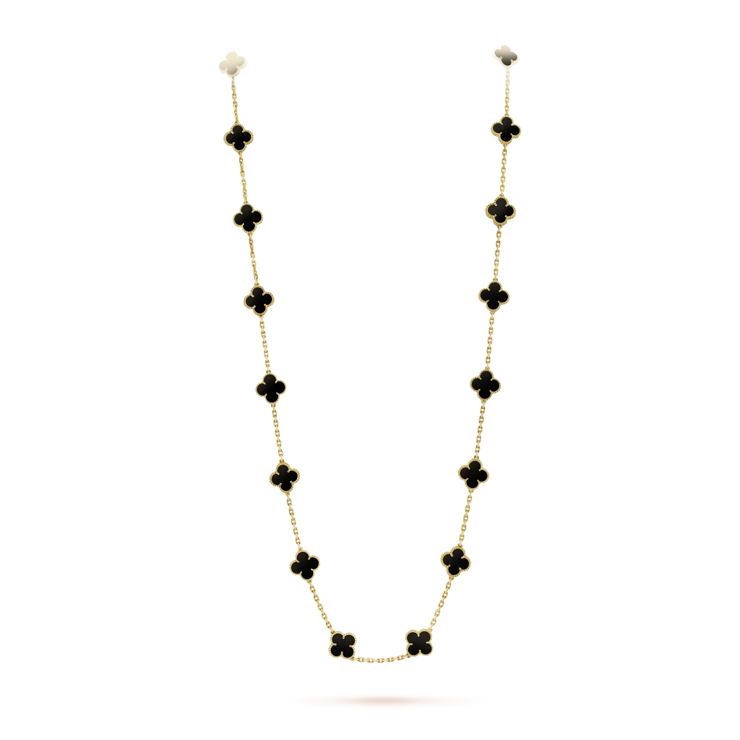 [Marins]CLOVER 20 MOTIFS ONYX NECKLACE