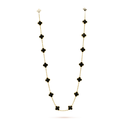 [Marins]CLOVER 20 MOTIFS ONYX NECKLACE
