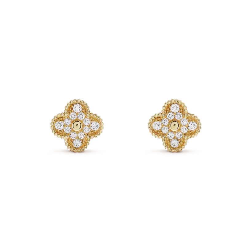 [Marins]CLOVER MEDIUM 1 MOTIFS FUll DIAMOND EARRINGS