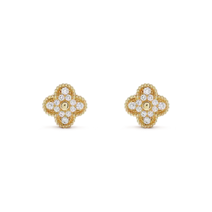 [Marins]CLOVER MEDIUM 1 MOTIFS FUll DIAMOND EARRINGS
