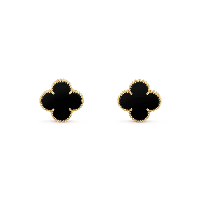 [Marins]CLOVER MEDIUM 1 MOTIFS  ONYX STUD EARRINGS