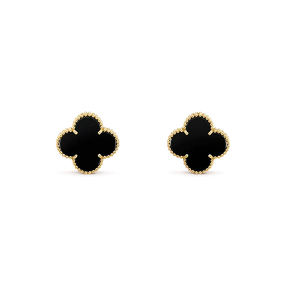 [Marins]CLOVER MEDIUM 1 MOTIFS  ONYX STUD EARRINGS