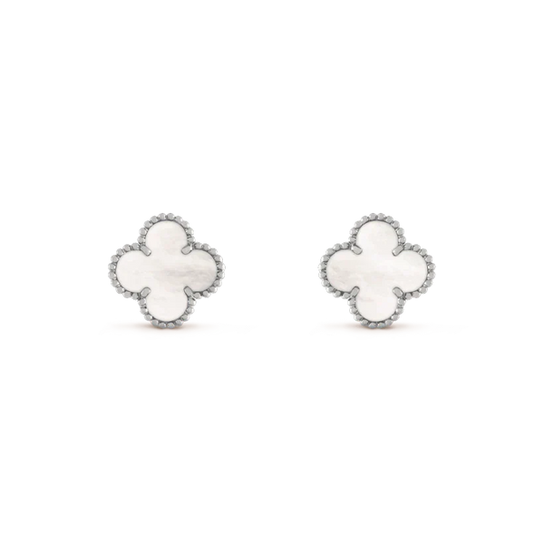 [Marin-Bijoux]BOUCLES D'OREILLES CLOVER MEDIUM 1 MOTIF NACRE BLANCHE ARGENT