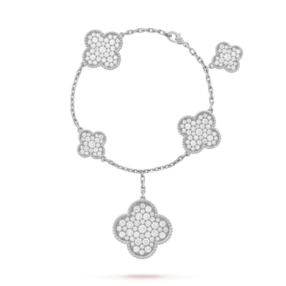 [Marins]CLOVER 6 MOTIFS SILVER DIAMOND BRACELET