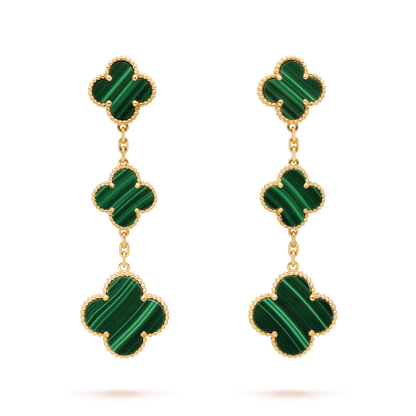 [Marins]CLOVER MALACHITE 3 MOTIFS GOLD