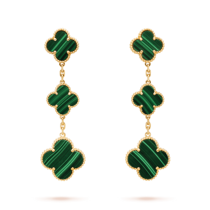 [Marins]CLOVER MALACHITE 3 MOTIFS GOLD