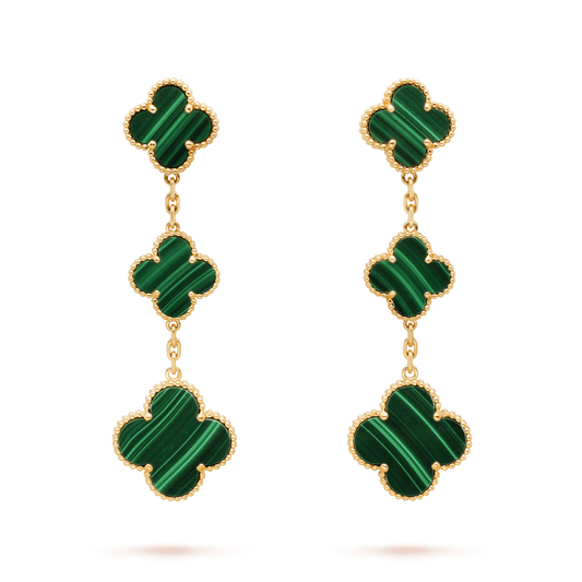 [Marins]CLOVER MALACHITE 3 MOTIFS GOLD