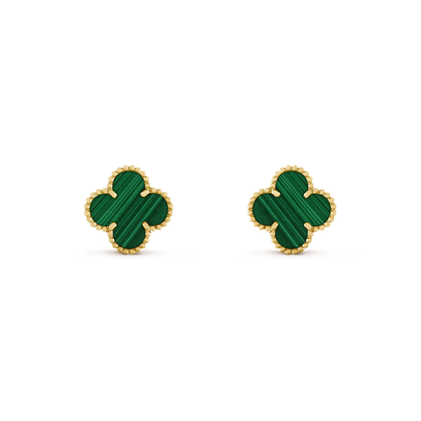 [Marins]CLOVER MEDIUM 1 MOTIFS MALACHITE  EARRINGS