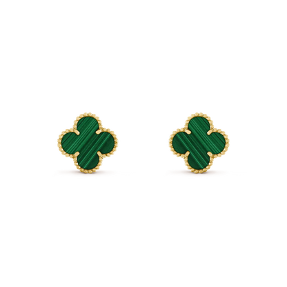 [Marins]CLOVER MEDIUM 1 MOTIFS MALACHITE  EARRINGS