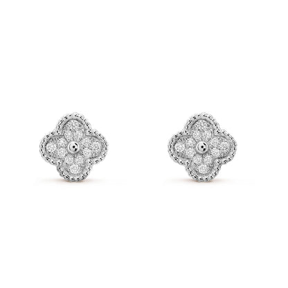 [Marins]CLOVER MINI DIAMOND STUD EARRINGS