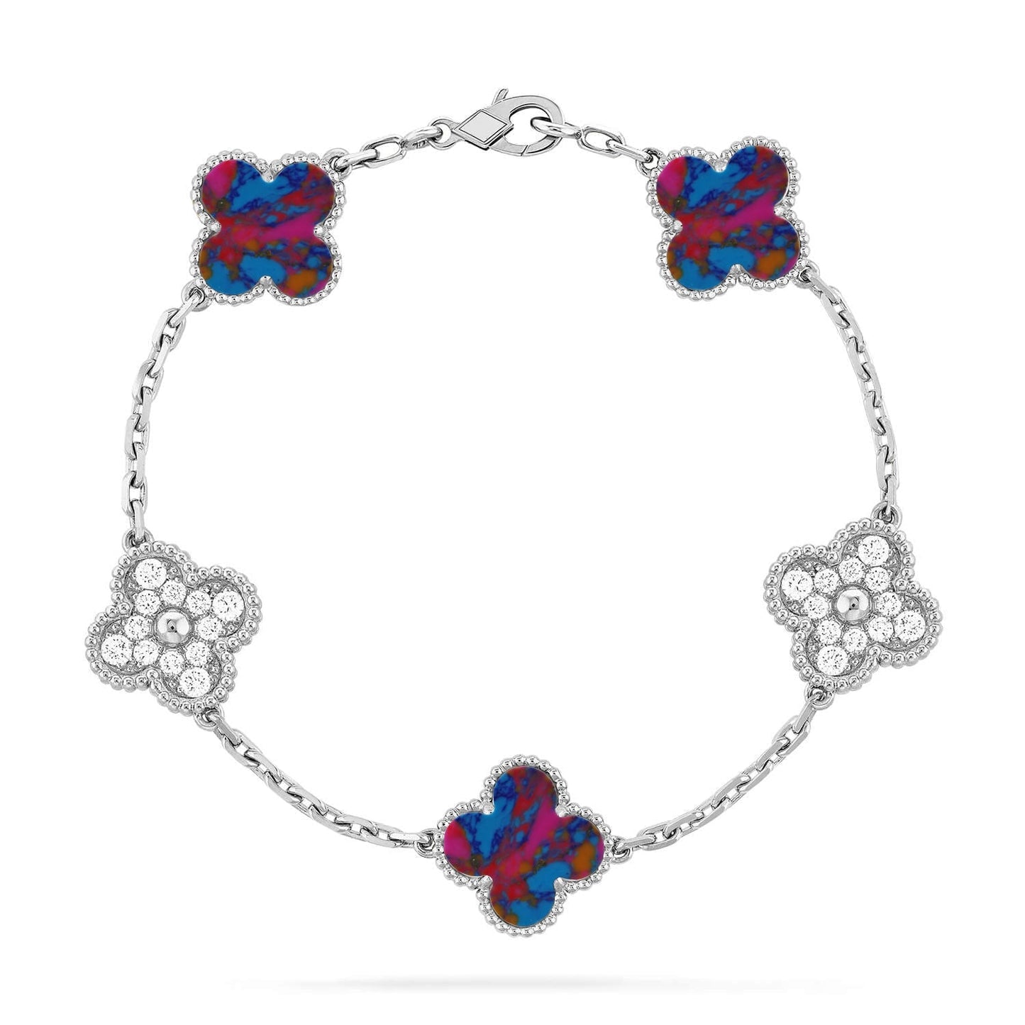 [Marins]CLOVER 5 MOTIF COLOR GEMSTONES BRACELET COLLECTION