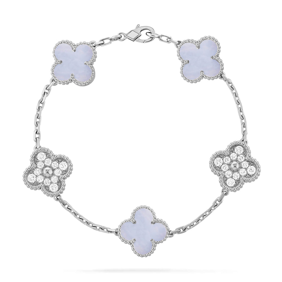 [Marins] CLOVER 5 MOTIF PURPLE CHALCEDONY BRACELET COLLECTION