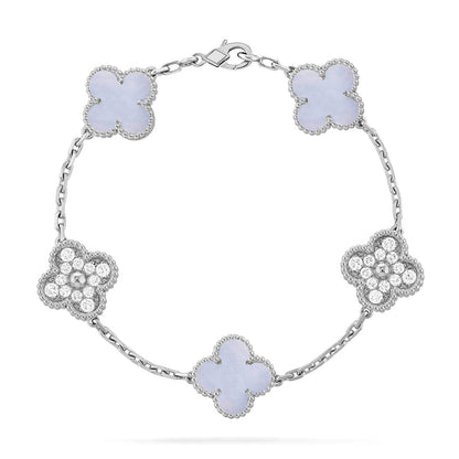 [Marins] CLOVER 5 MOTIF PURPLE CHALCEDONY BRACELET COLLECTION