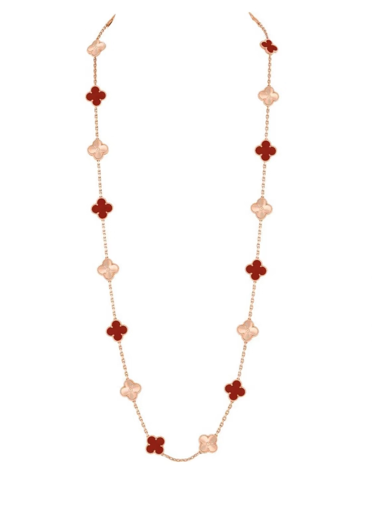 [Marins]CLOVER 20 MOTIFS LASER CARNELIAN NECKLACE