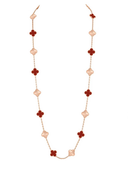 [Marins]CLOVER 20 MOTIFS LASER CARNELIAN NECKLACE