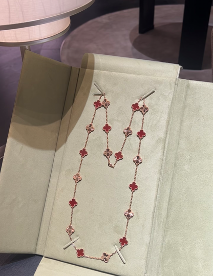 [Marins]CLOVER 20 MOTIFS LASER CARNELIAN NECKLACE